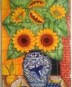 Jarron con Girasol Mural